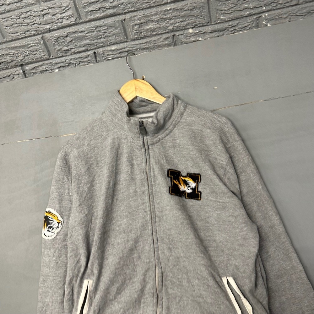 Pressbox Missouri Tigers Full Zip Sweatshirt‎ Grey Varsity Jacket Mizzou Logo